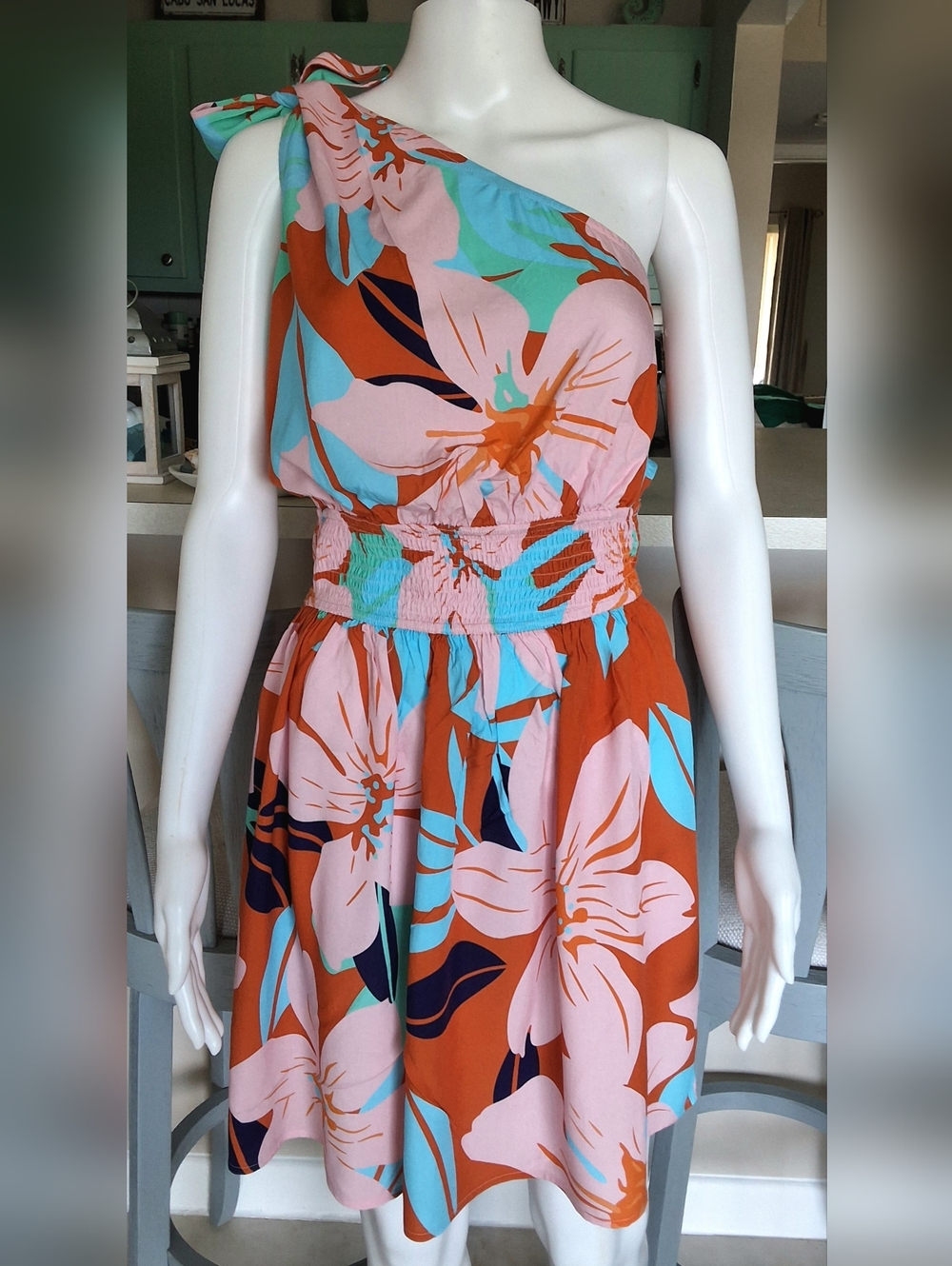 Adorable CupShe One Shoulder Smocked Floral Dress - Small NWT